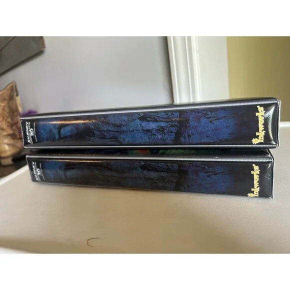 Set of 2 Journey to the Center of the Earth 3D Trading Cards 2 binders & 1 glass